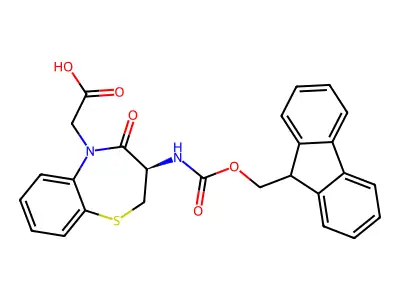 (R)-3-Fmoc-amino-5-(carboxylmethyl)-2,3-dihydro-1,5-benzothiazepin-4(5H)-one structure
