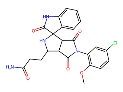 3-[5'-(5-chloro-2-methoxyphenyl)-2,4',6'-trioxo-1,2,3',3a',4',5',6',6a'-octahydro-2'H-spiro[indole-3,1'-pyrrolo[3,4-c]pyrrol]-3'-yl]propanamide structure