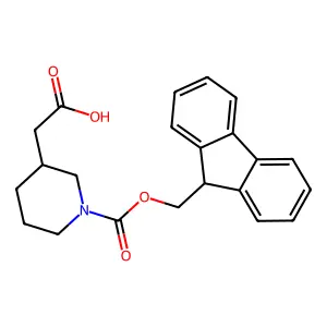 2-((3S)-1-(((9H-fluoren-9-yl)methoxy)carbonyl)piperidin-3-yl)acetic acid structure