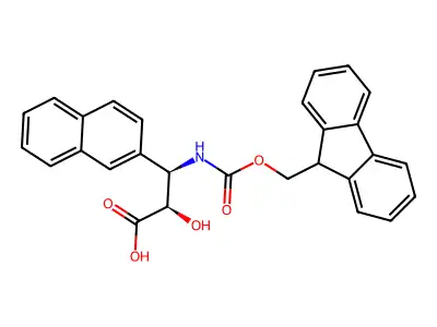 (2S,3S)-3-((((9H-Fluoren-9-yl)methoxy)carbonyl)amino)-2-hydroxy-3-(naphthalen-2-yl)propanoic acid structure