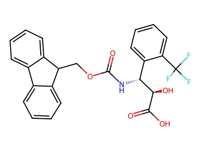 (2S,3S)-3-((((9H-Fluoren-9-yl)methoxy)carbonyl)amino)-2-hydroxy-3-(2-(trifluoromethyl)phenyl)propanoic acid structure