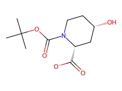 (2S,4R)-1-(tert-Butoxycarbonyl)-4-hydroxypiperidine-2-carboxylic acid structure