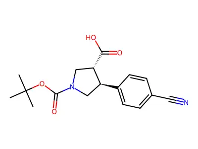 Trans-1-Boc-4-(4-cyanophenyl)pyrrolidine-3-carboxylic acid structure