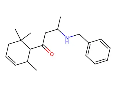 3-(Benzylamino)-1-(2,6,6-trimethylcyclohex-3-en-1-yl)butan-1-one structure