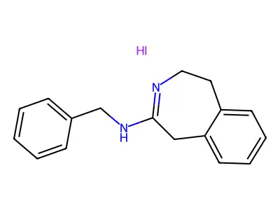 1H-3-Benzazepin-2-amine, 4,5-dihydro-N-(phenylmethyl)-, monohydriodide structure