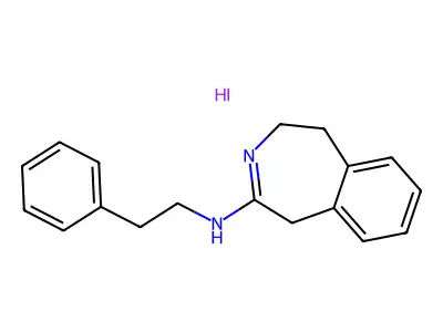1H-3-Benzazepin-2-amine, 4,5-dihydro-N-(2-phenylethyl)-, monohydriodide structure