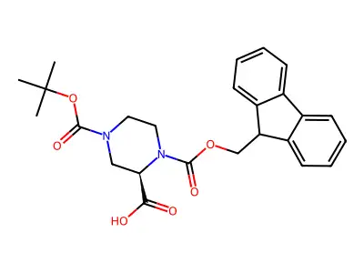 1-Fmoc-4-Boc-piperazine-2-carboxylic acid structure