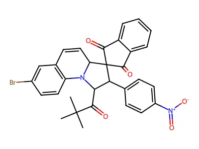 7'-Bromo-1'-(2,2-dimethyl-1-oxopropyl)-1',2'-dihydro-2'-(4-nitrophenyl)spiro[2H-indene-2,3'(3'aH)-pyrrolo[1,2-a]quinoline]-1,3-dione structure
