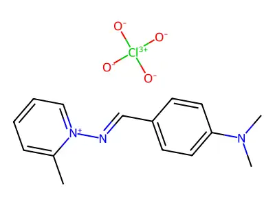 N,N-dimethyl-4-[(2-methylpyridin-1-ium-1-yl)iminomethyl]aniline perchlorate structure