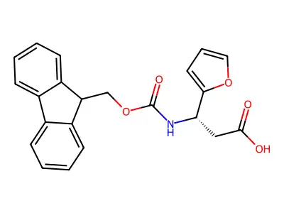 (R)-3-((((9H-Fluoren-9-yl)methoxy)carbonyl)amino)-3-(furan-2-yl)propanoic acid structure