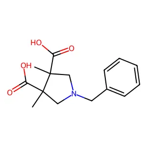 (3R,4S)-1-benzyl-3,4-dimethylpyrrolidine-3,4-dicarboxylic acid structure