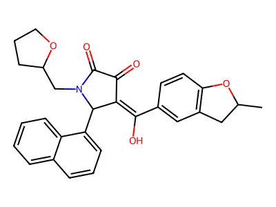 3-hydroxy-4-(2-methyl-2,3-dihydro-1-benzofuran-5-carbonyl)-5-(naphthalen-1-yl)-1-[(oxolan-2-yl)methyl]-2,5-dihydro-1H-pyrrol-2-one structure