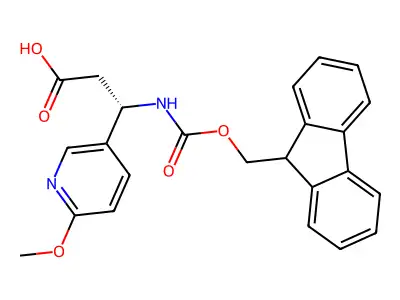 (R)-3-((((9H-Fluoren-9-yl)methoxy)carbonyl)amino)-3-(6-methoxypyridin-3-yl)propanoic acid structure