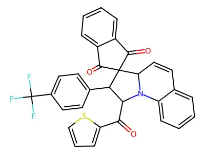 1',2'-Dihydro-1'-(2-thienylcarbonyl)-2'-[4-(trifluoromethyl)phenyl]spiro[2H-indene-2,3'(3'aH)-pyrrolo[1,2-a]quinoline]-1,3-dione structure