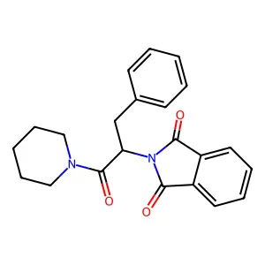 2-[(1S)-1-benzyl-2-oxo-2-(1-piperidyl)ethyl]isoindoline-1,3-dione structure