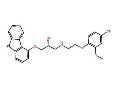 4-(2-((3-(9H-Carbazol-4-yloxy)-2-hydroxypropyl)amino)ethoxy)-3-methoxyphenol structure