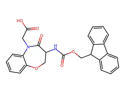 2-[3-(9H-fluoren-9-ylmethoxycarbonylamino)-4-oxo-2,3-dihydro-1,5-benzoxazepin-5-yl]acetic acid structure