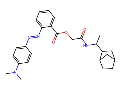 Benzoic acid, 2-[2-[4-(dimethylamino)phenyl]diazenyl]-, 2-[(1-bicyclo[2.2.1]hept-2-ylethyl)amino]-2-oxoethyl ester structure