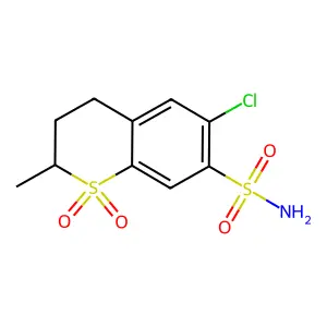 2H-1-Benzothiopyran-7-sulfonamide, 6-chloro-3,4-dihydro-2-methyl-,1,1-dioxide structure