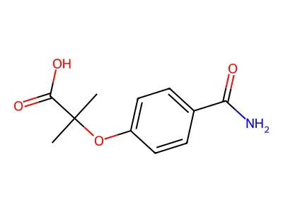 2-(4-Carbamoylphenoxy)-2-methylpropanoic acid structure