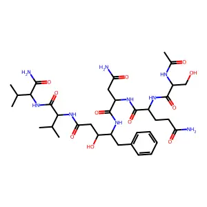 L-Valinamide, N-(4-((N2-(N2-(N-acetyl-L-seryl)-L-glutaminyl)-L-asparaginyl)amino)-2,4,5-trideoxy-5-phenylpentonoyl)-L-valyl- structure