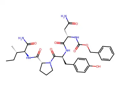 L-Isoleucinamide, N2-((phenylmethoxy)carbonyl)-L-asparaginyl-L-tyrosyl-D-prolyl- structure