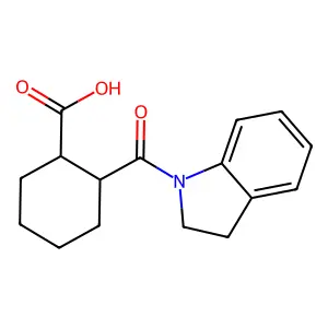 (1R,2S)-2-(2,3-dihydroindole-1-carbonyl)cyclohexane-1-carboxylic acid structure