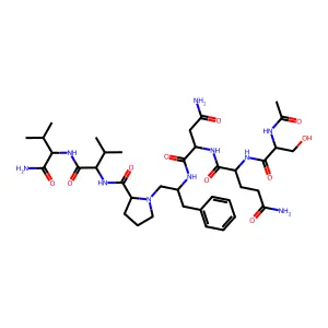 L-Valinamide, 1-(2-((N2-(N2-(N-acetyl-L-seryl)-L-glutaminyl)-L-asparaginyl)amino)-3-phenylpropyl)-L-prolyl-L-valyl-, (S)- structure