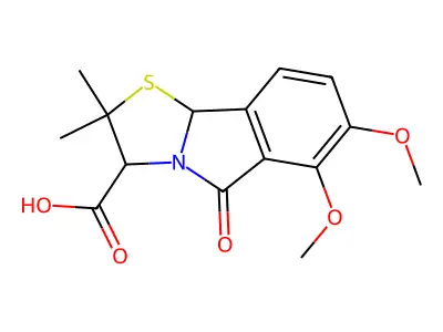 6,7-dimethoxy-2,2-dimethyl-5-oxo-2H,3H,5H,9bH-[1,3]thiazolo[2,3-a]isoindole-3-carboxylic acid structure