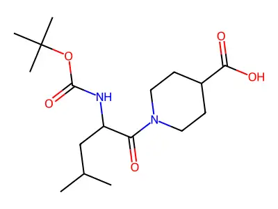 1-(2-{[(tert-butoxy)carbonyl]amino}-4-methylpentanoyl)piperidine-4-carboxylic acid structure