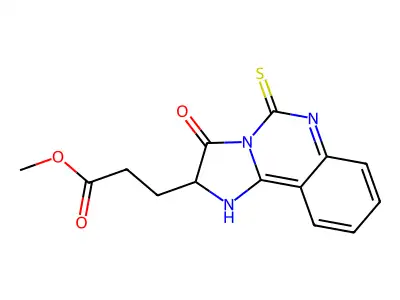 methyl 3-{3-oxo-5-sulfanylidene-2H,3H,5H,6H-imidazo[1,2-c]quinazolin-2-yl}propanoate structure