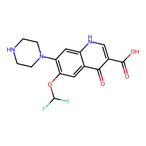6-Difluoromethoxy-7-piperazinyl-3-quinolonecarboxylic acid structure