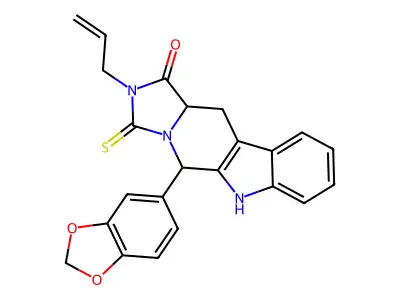 5-(1,3-Benzodioxol-5-yl)-2,3,5,6,11,11a-hexahydro-2-(2-propen-1-yl)-3-thioxo-1H-imidazo[1',5':1,6]pyrido[3,4-b]indol-1-one structure
