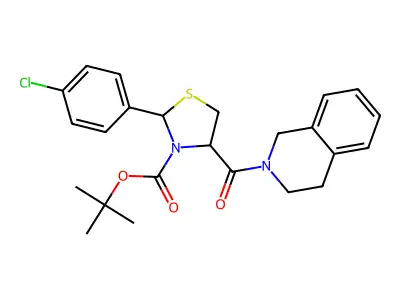 1,1-Dimethylethyl 2-(4-chlorophenyl)-4-[(3,4-dihydro-2(1H)-isoquinolinyl)carbonyl]-3-thiazolidinecarboxylate structure