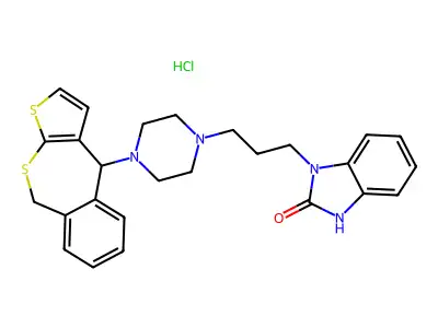 2H-Benzimidazol-2-one, 1,3-dihydro-1-(3-(4-(4,9-dihydrothieno(2,3-c)(2)benzothiepin-4-yl)-1-piperazinyl)propyl)-, hydrochloride structure