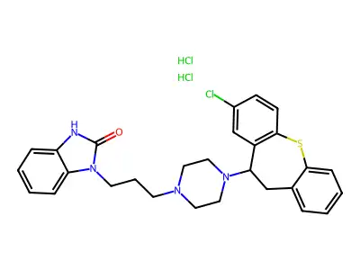 2H-Benzimidazol-2-one, 1,3-dihydro-1-(3-(4-(8-chloro-10,11-dihydrodibenzo(b,f)thiepin-10-yl)-1-piperazinyl)propyl)-, dihydrochloride, hydrate structure