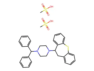 Piperazine, 1-(10,11-dihydrodibenzo(b,f)thiepin-10-yl)-4-(diphenylmethyl)-, dimethanesulfonate structure