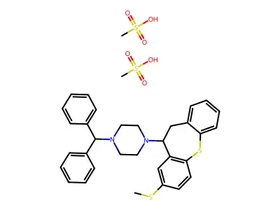 C32H32N2S2.2CH4O3S.1/2H2O structure