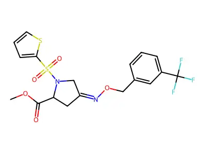 methyl 1-(2-thienylsulfonyl)-4-({[3-(trifluoromethyl)benzyl]oxy}imino)-2-pyrrolidinecarboxylate structure