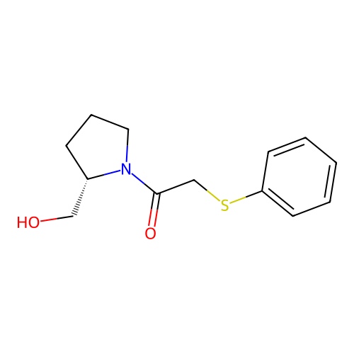 1-[(2S)-2-(hydroxymethyl)pyrrolidin-1-yl]-2-phenylsulfanylethanone structure