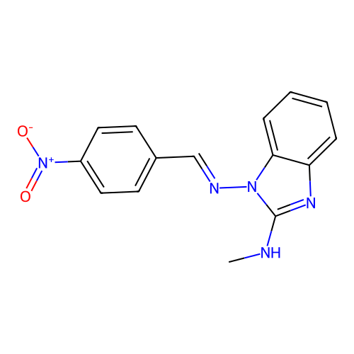 N-methyl-1-[(4-nitrophenyl)methylideneamino]benzimidazol-2-amine structure