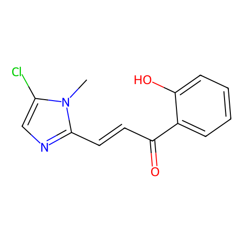 (E)-3-(5-chloro-1-methylimidazol-2-yl)-1-(2-hydroxyphenyl)prop-2-en-1-one structure