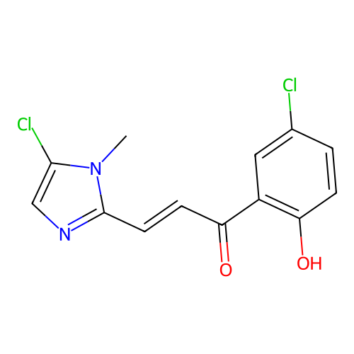 3-(5-chloro-1-methyl-1H-imidazol-2-yl)-1-(5-chloro-2-hydroxyphenyl)prop-2-en-1-one structure
