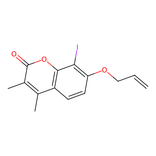 7-(allyloxy)-8-iodo-3,4-dimethyl-2H-chromen-2-one structure