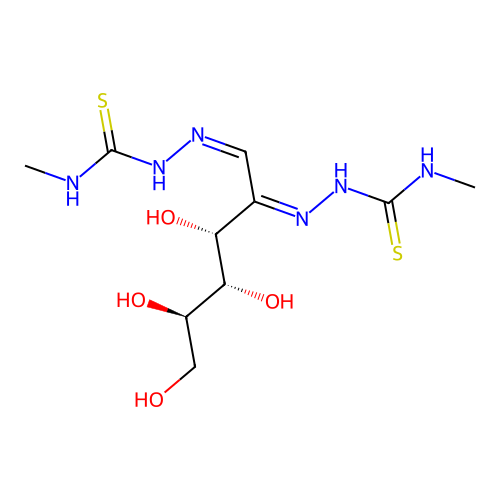 D-arabino-Hexos-2-ulose, bis(((methylamino)thioxomethyl)hydrazone) structure