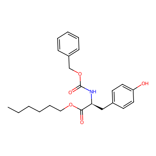 hexyl (2S)-3-(4-hydroxyphenyl)-2-(phenylmethoxycarbonylamino)propanoate structure