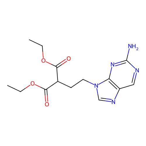 Propanedioic acid, [2-(2-amino-9H-purin-9-yl)ethyl]-, diethyl ester structure