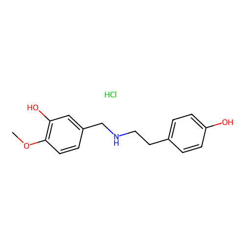 5-[[2-(4-Hydroxyphenyl)ethylamino]methyl]-2-methoxyphenol;hydrochloride structure