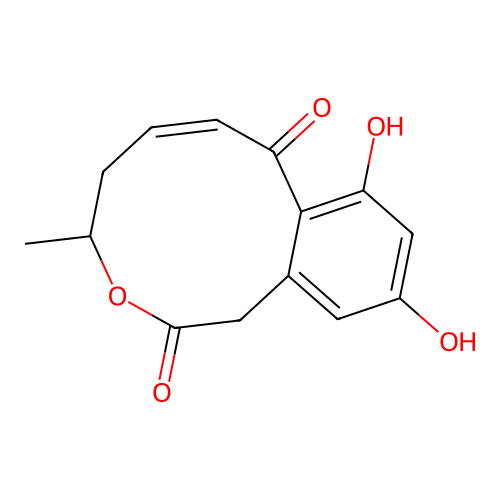 (E)-4,5-Dihydro-9,11-dihydroxy-4-methyl-2H-3-benzoxecin-2,8(1H)-dione structure