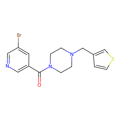 (5-Bromopyridin-3-yl)(4-(thiophen-3-ylmethyl)piperazin-1-yl)methanone structure
